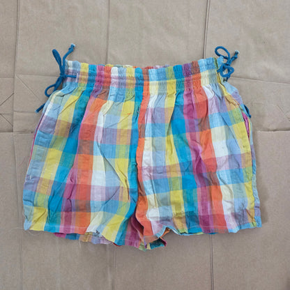 80s Vintage Colorful Plaid Cotton Shorts kids 9/10