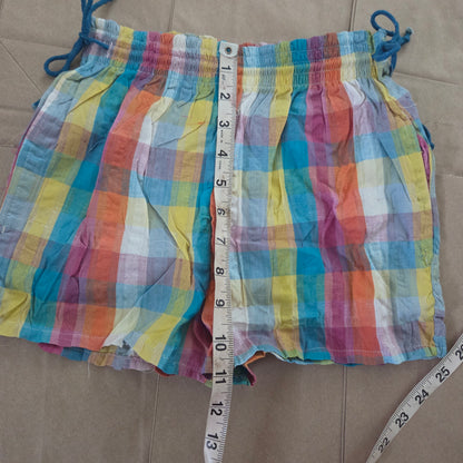 80s Vintage Colorful Plaid Cotton Shorts kids 9/10