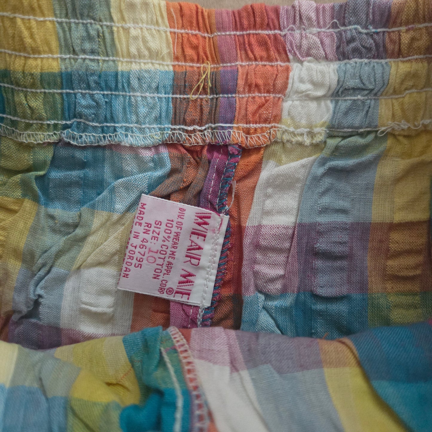 80s Vintage Colorful Plaid Cotton Shorts kids 9/10