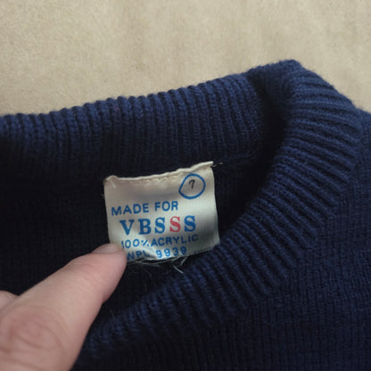 80s Vintage Rainbow Navy Knit Sweater 5t/6