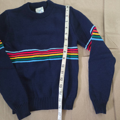 80s Vintage Rainbow Navy Knit Sweater 5t/6