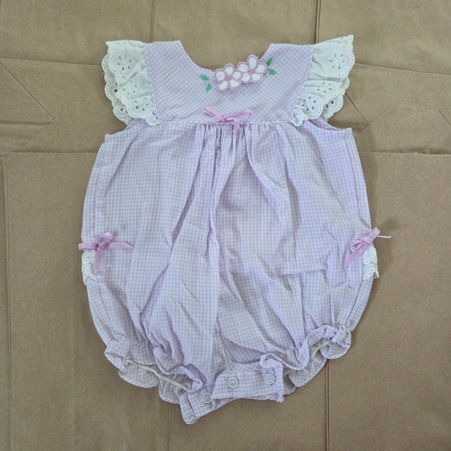 90s Vintage Lavender Flower Bubble 3-6 months