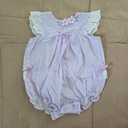 90s Vintage Lavender Flower Bubble 3-6 months
