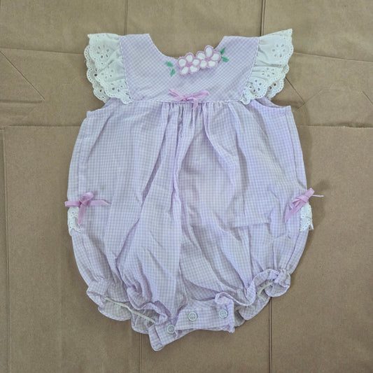 90s Vintage Lavender Flower Bubble 3-6 months