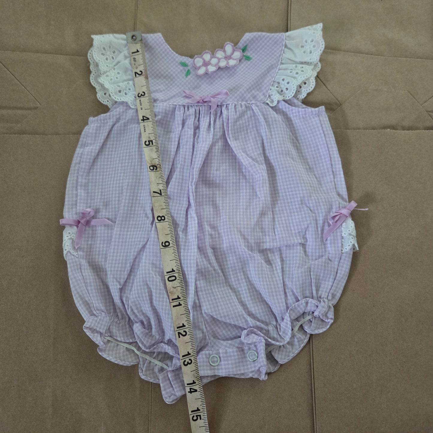 90s Vintage Lavender Flower Bubble 3-6 months