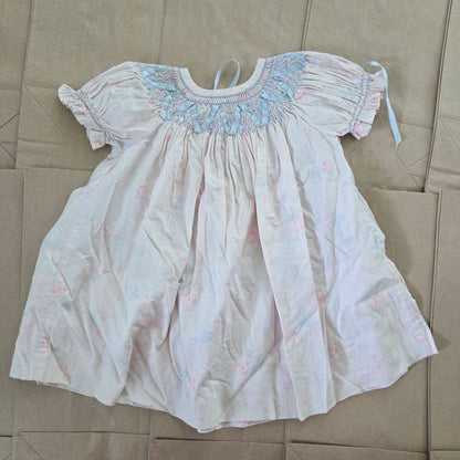 60s Vintage Smocked Floral Dress 6-12 months