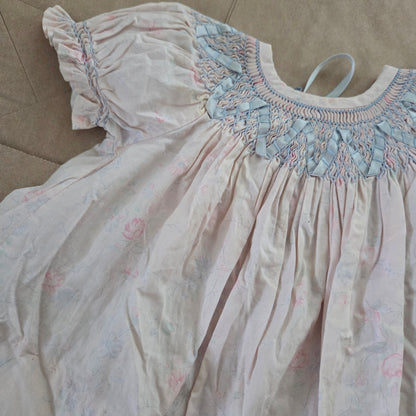 60s Vintage Smocked Floral Dress 6-12 months