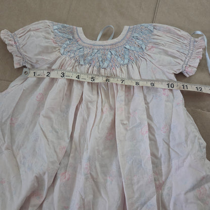 60s Vintage Smocked Floral Dress 6-12 months