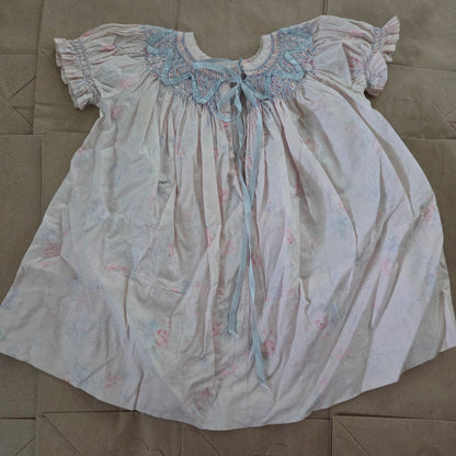 60s Vintage Smocked Floral Dress 6-12 months