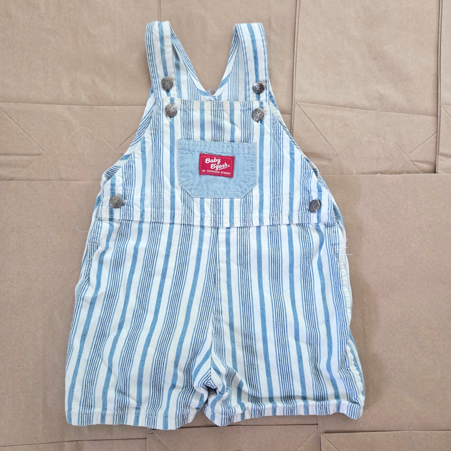 90s Vintage Oshkosh Striped Shortalls 18 months