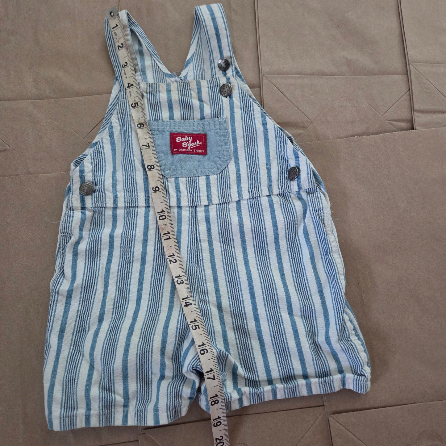 90s Vintage Oshkosh Striped Shortalls 18 months