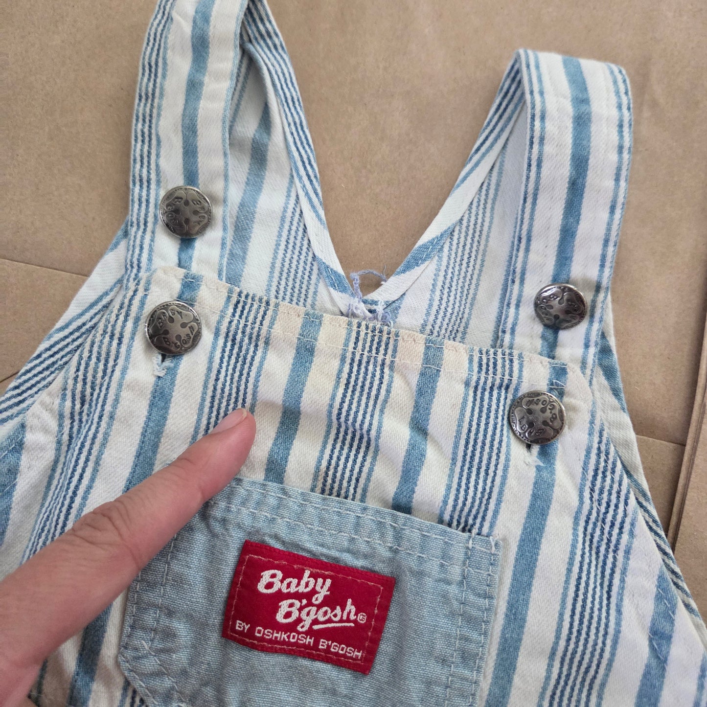 90s Vintage Oshkosh Striped Shortalls 18 months