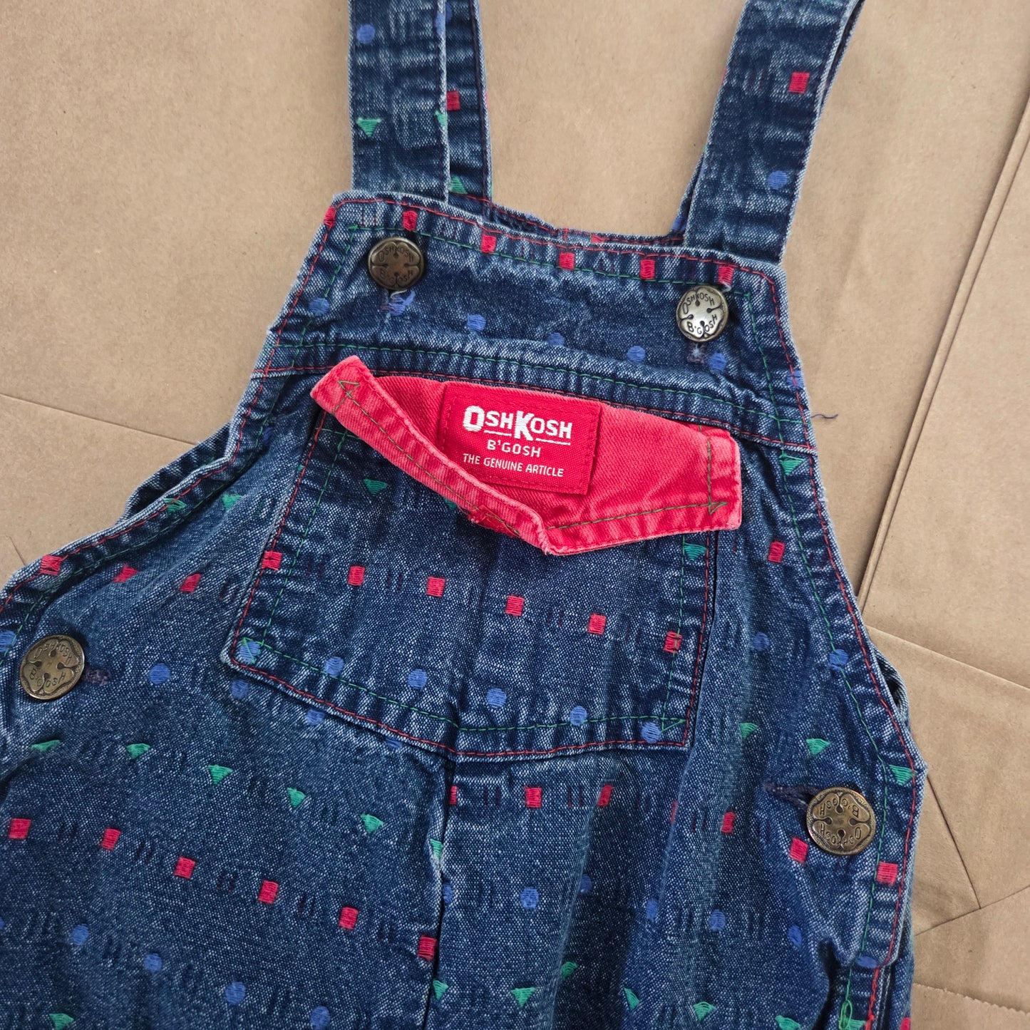 80s/90s Vintage Oshkosh Shapes Overalls 12-18 months