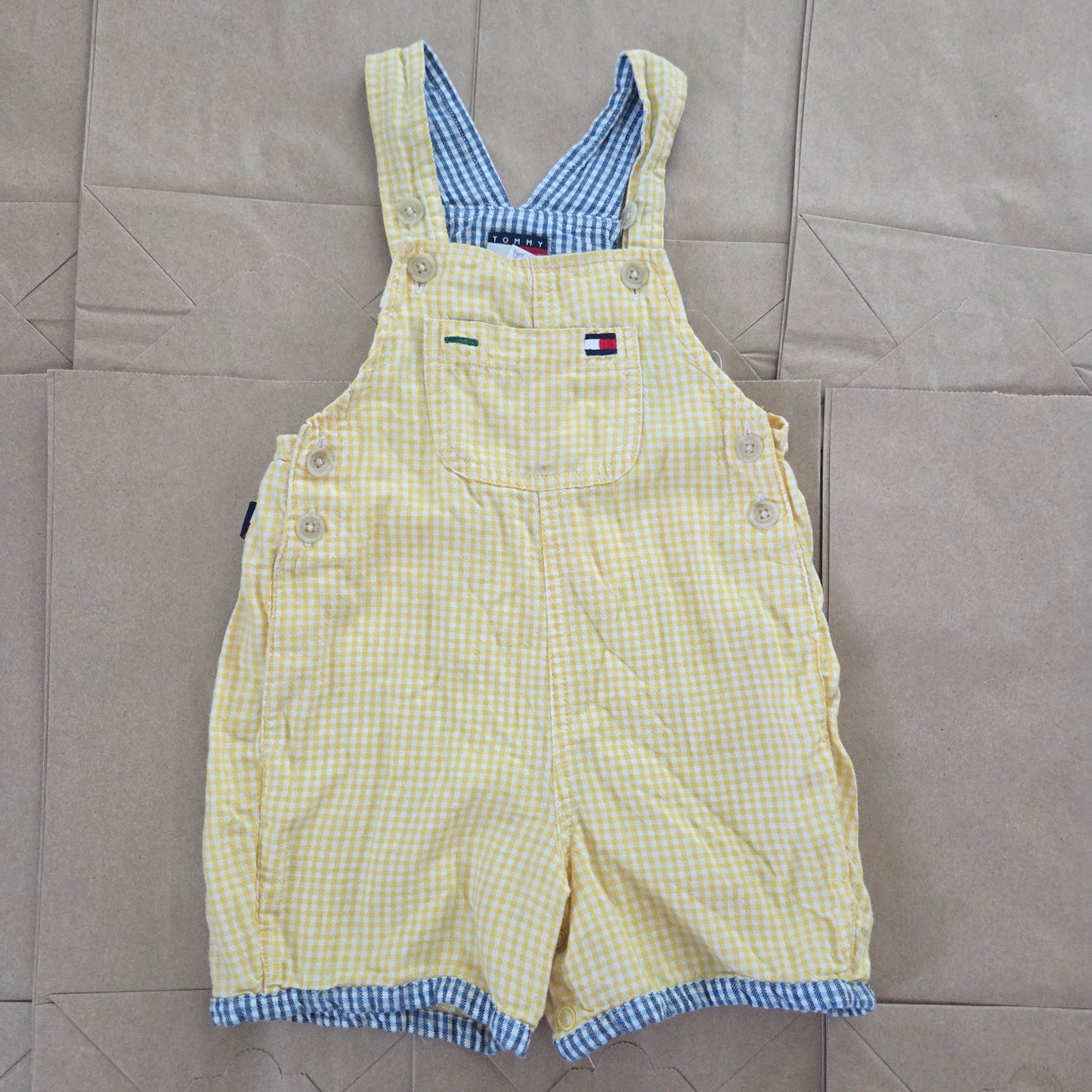 90s Vintage Tommy Hilfiger Yellow Shortalls 12-18 months