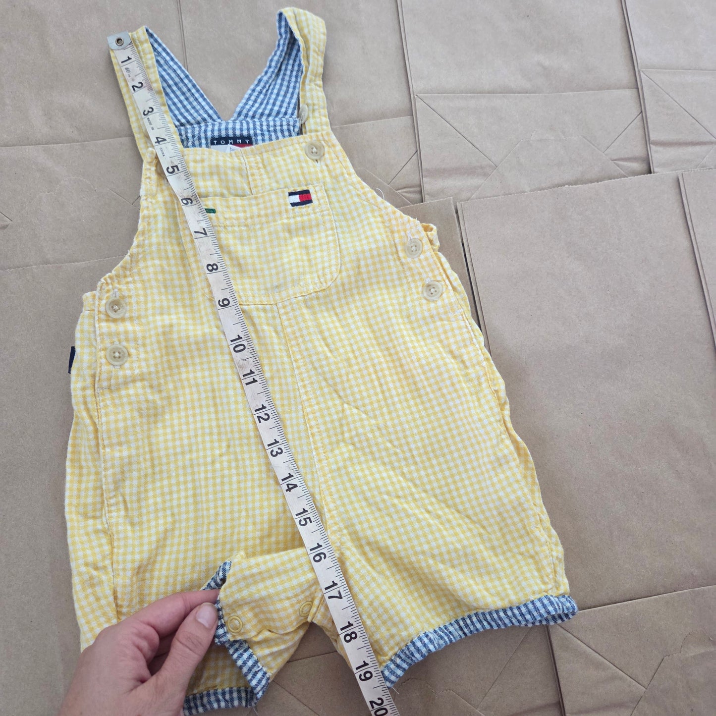 90s Vintage Tommy Hilfiger Yellow Shortalls 12-18 months
