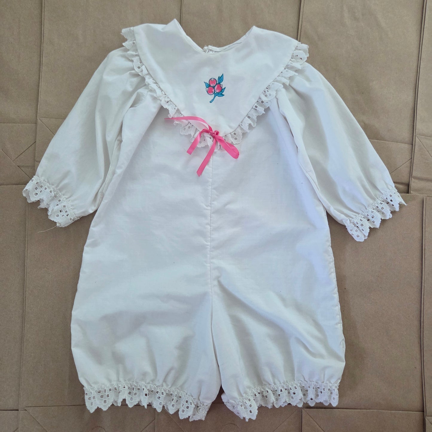 90s Vintage Girly White Romper 24 months