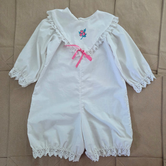 90s Vintage Girly White Romper 24 months