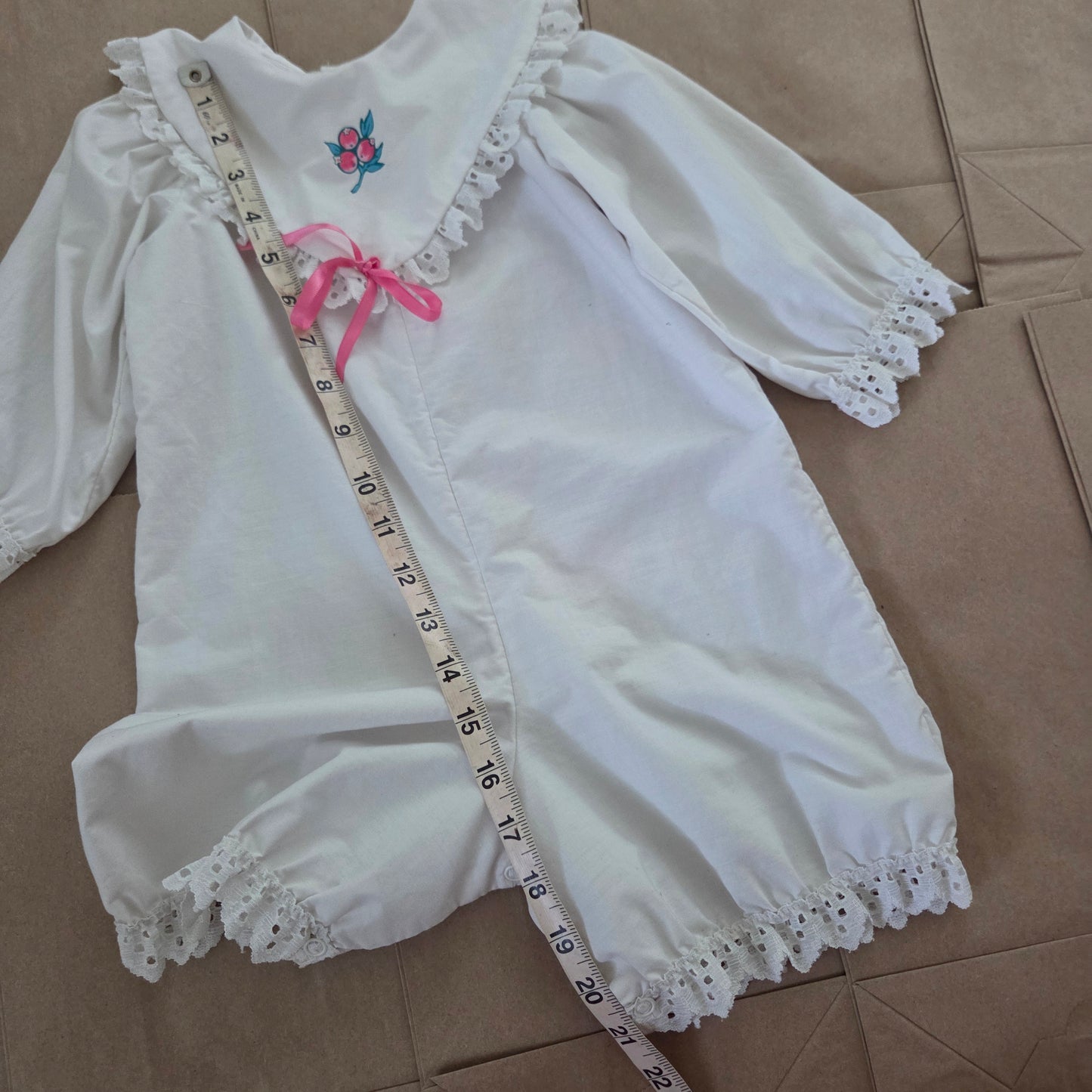 90s Vintage Girly White Romper 24 months
