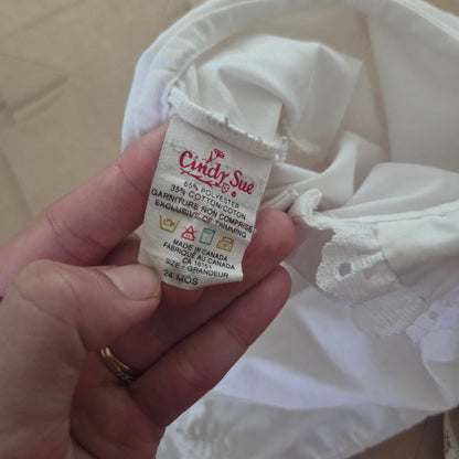 90s Vintage Girly White Romper 24 months