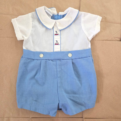 90s Vintage Sailboat Romper 6-9 months