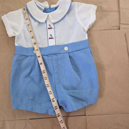 90s Vintage Sailboat Romper 6-9 months