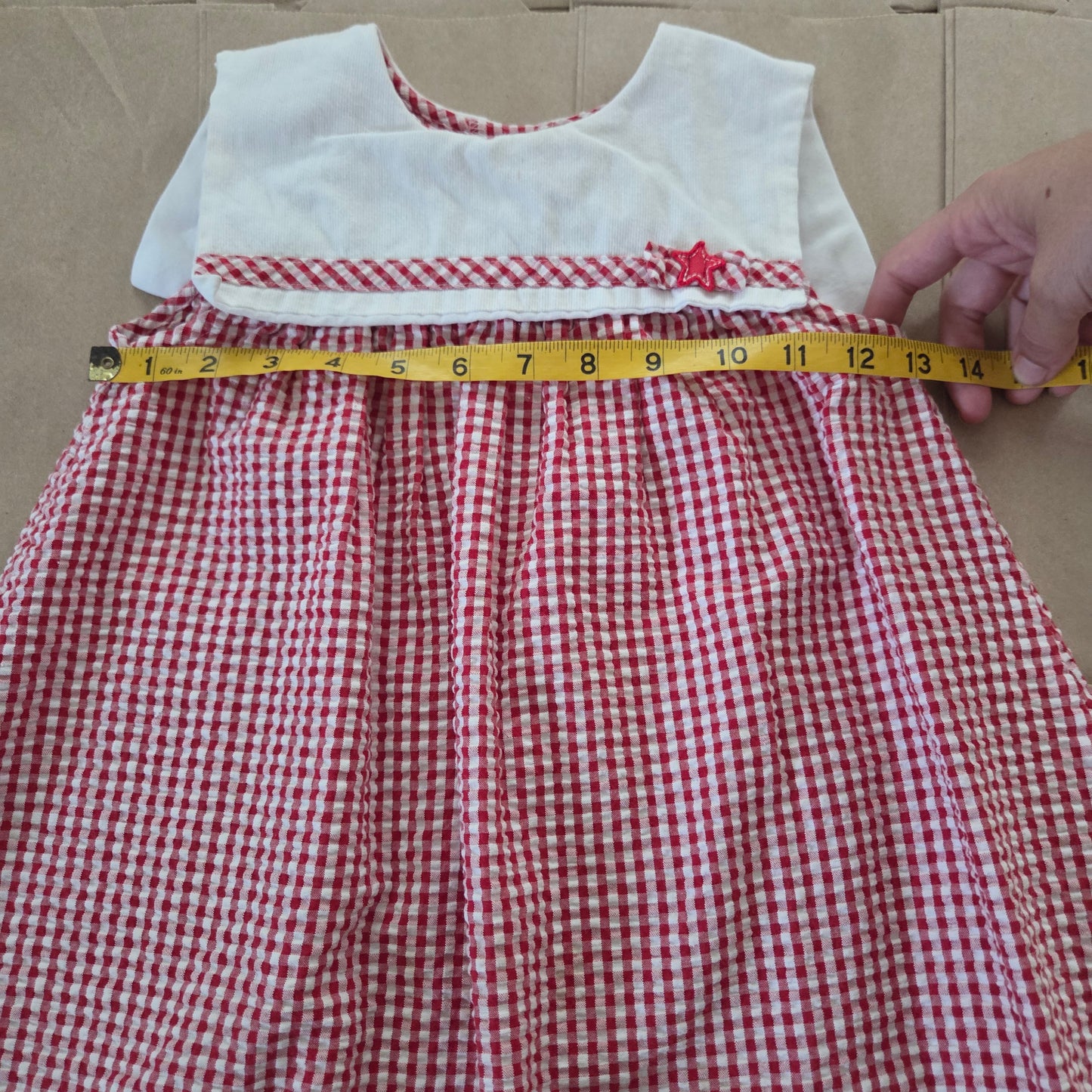 90s Vintage Sailboat Seersucker Gingham Dress 4t/5t