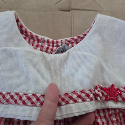 90s Vintage Sailboat Seersucker Gingham Dress 4t/5t