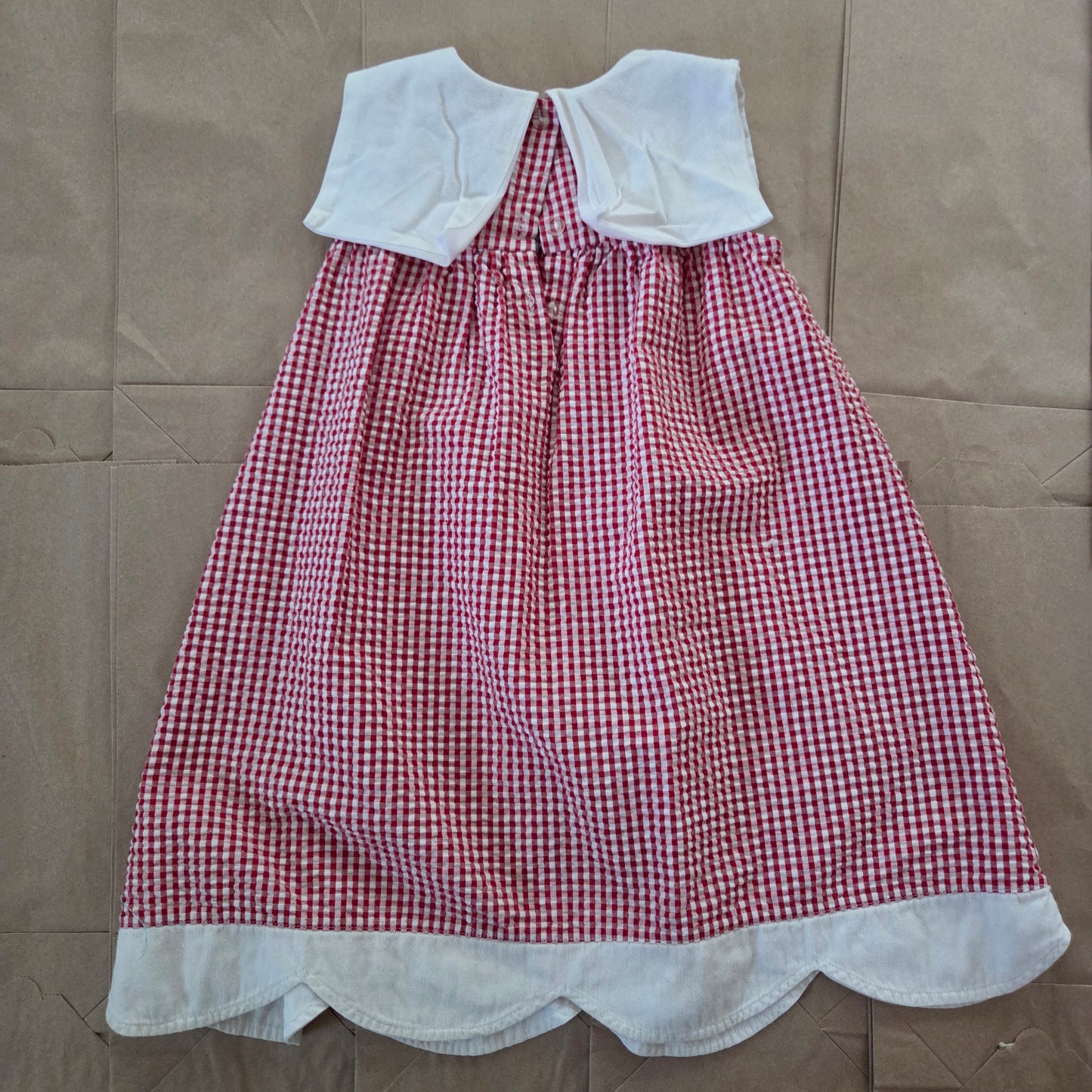 90s Vintage Sailboat Seersucker Gingham Dress 4t/5t