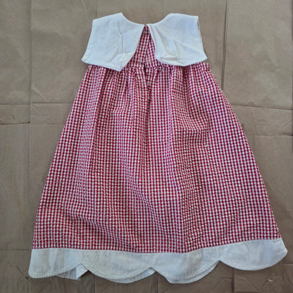 90s Vintage Sailboat Seersucker Gingham Dress 4t/5t