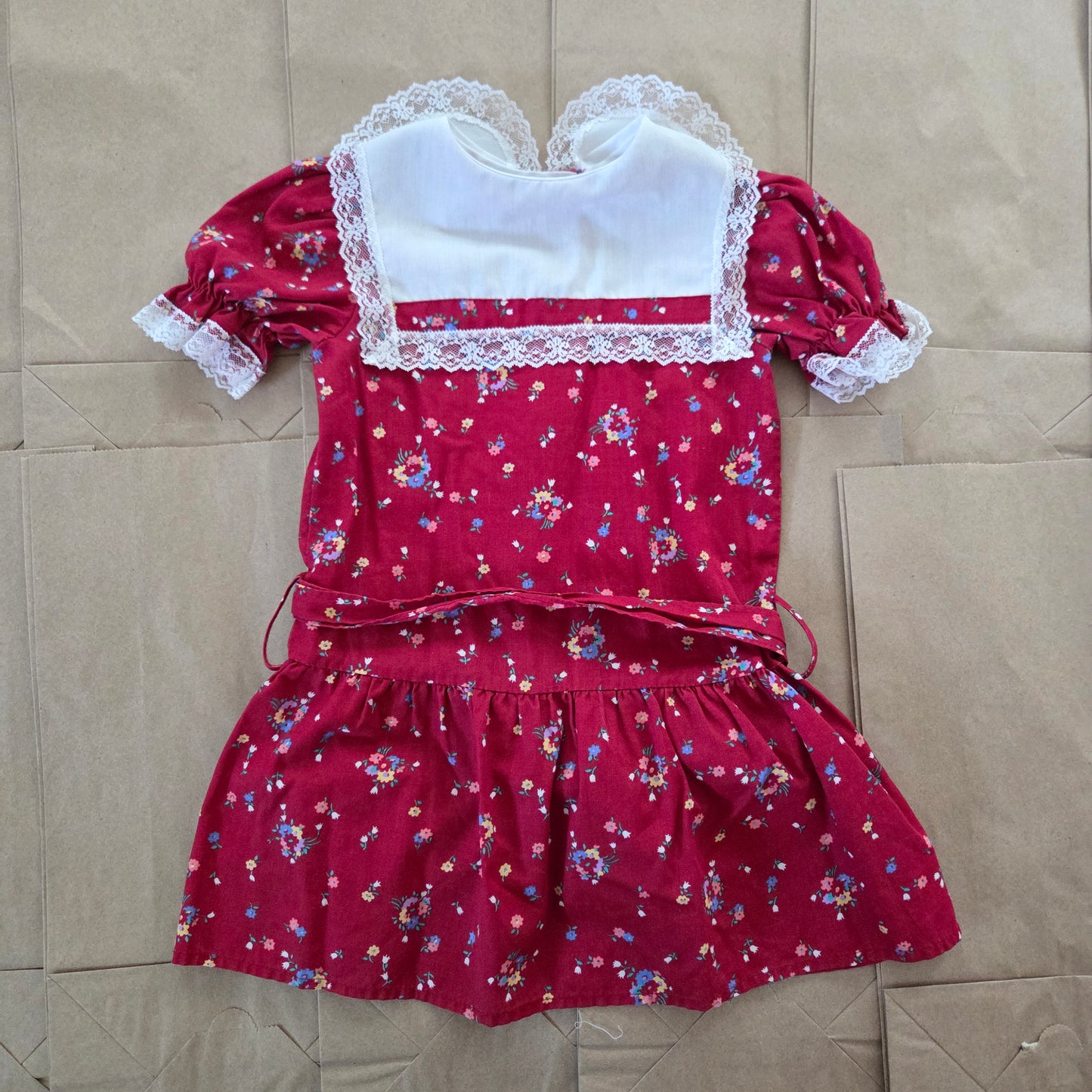80s Vintage Floral Dropwaist Short Dress 4t