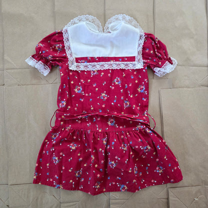 80s Vintage Floral Dropwaist Short Dress 4t