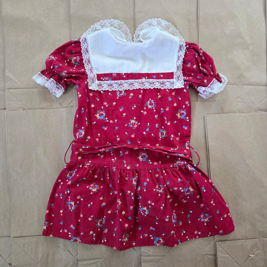 80s Vintage Floral Dropwaist Short Dress 4t