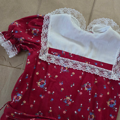 80s Vintage Floral Dropwaist Short Dress 4t