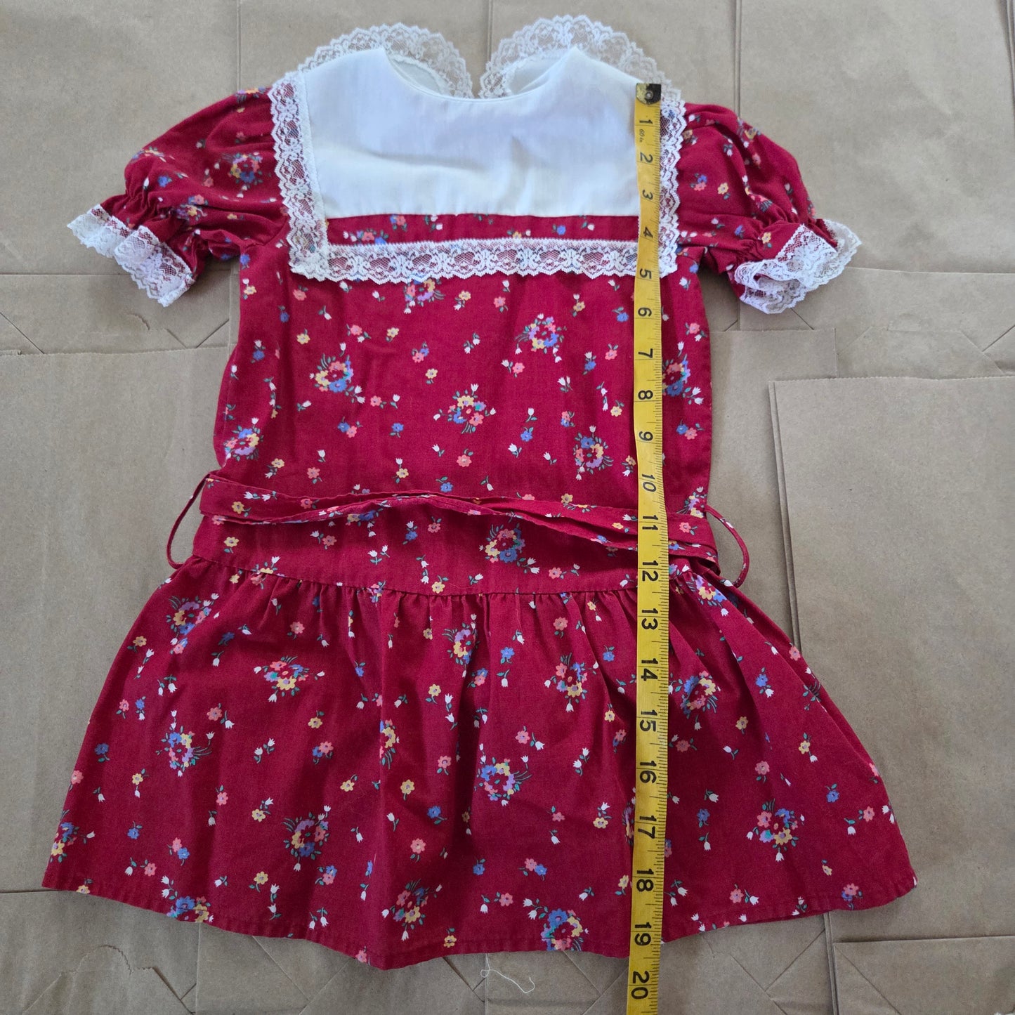 80s Vintage Floral Dropwaist Short Dress 4t