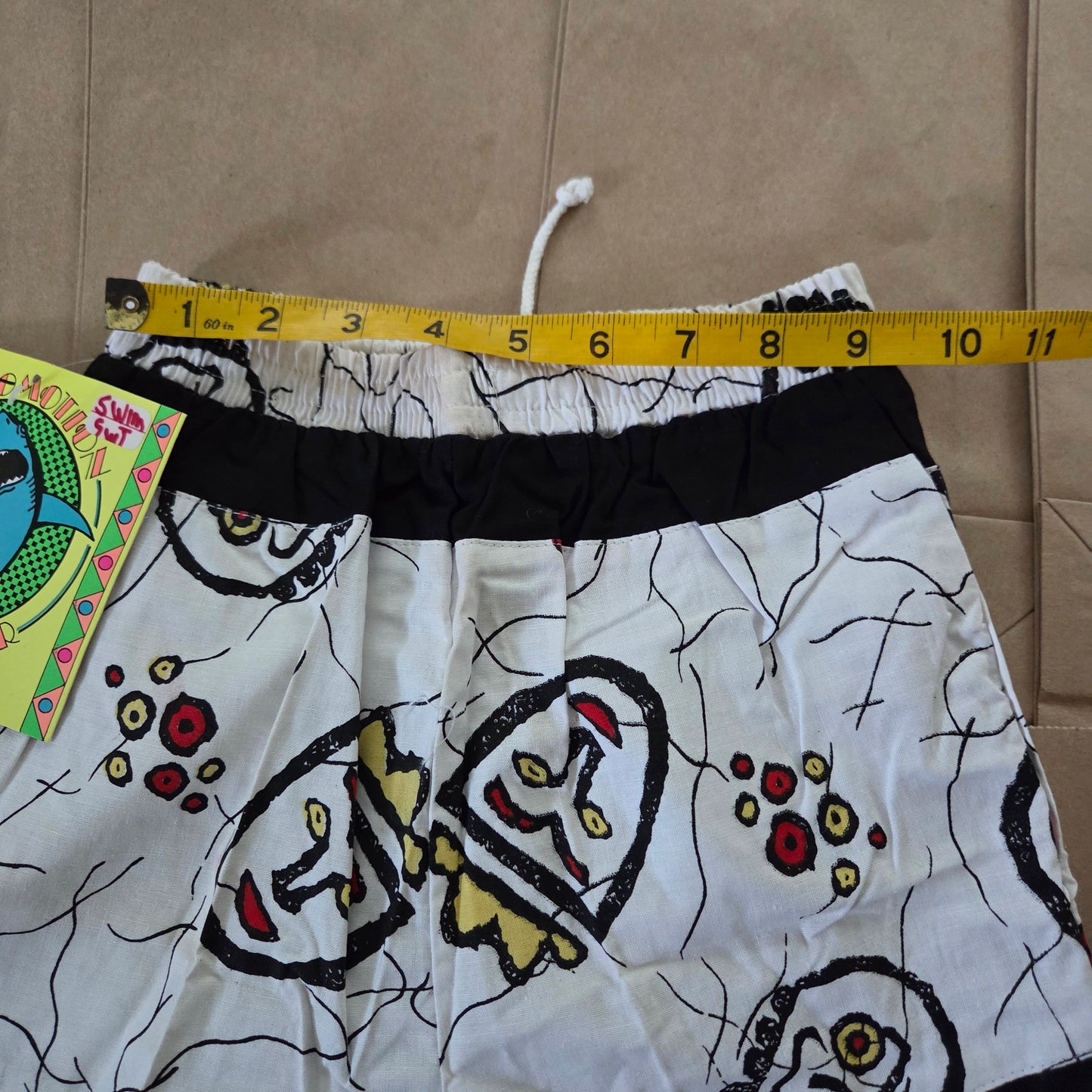 80s Vintage Deadstock Abstract Swim Trunks 5t/6