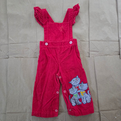 80s Vintage Kitties Overalls 12-18 months
