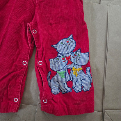 80s Vintage Kitties Overalls 12-18 months
