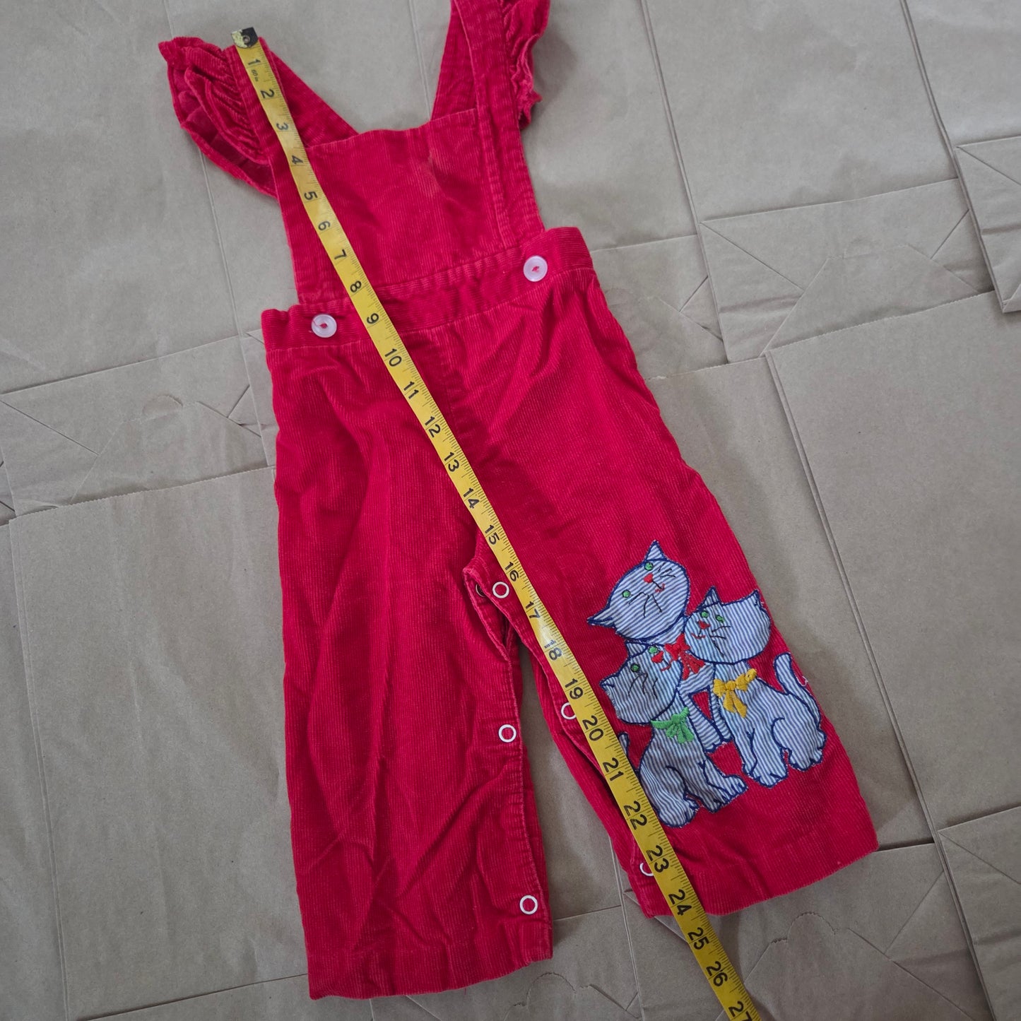 80s Vintage Kitties Overalls 12-18 months