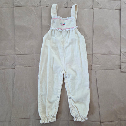 80s Vintage Cream Overalls 18-24 months