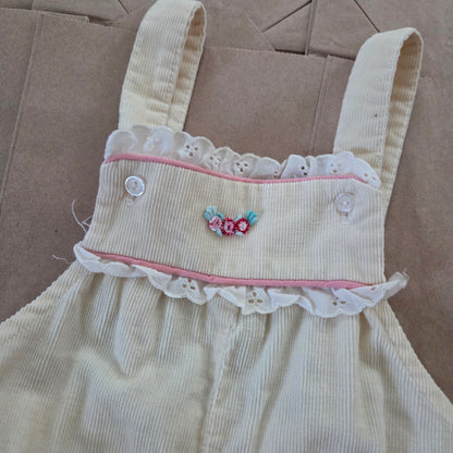 80s Vintage Cream Overalls 18-24 months