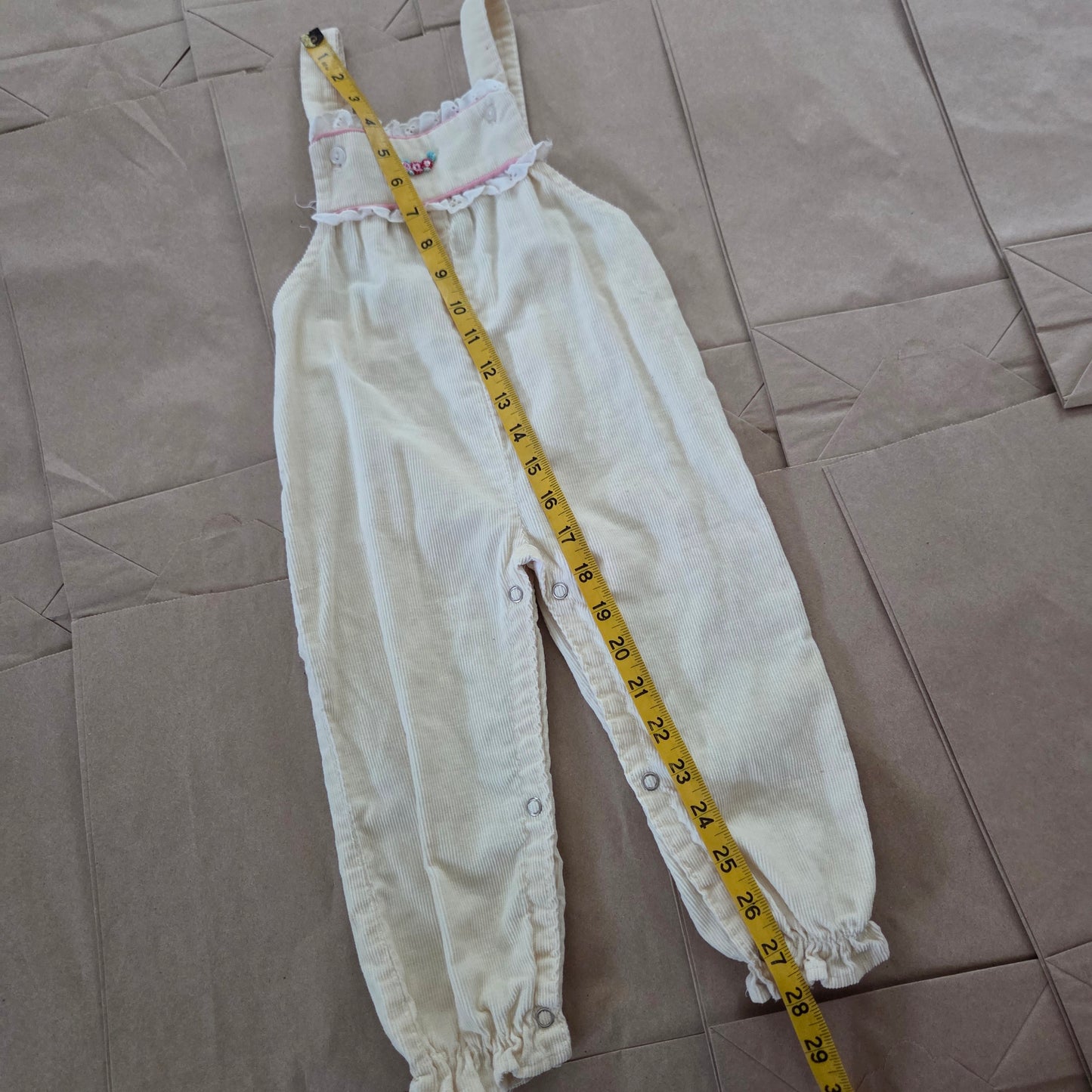 80s Vintage Cream Overalls 18-24 months