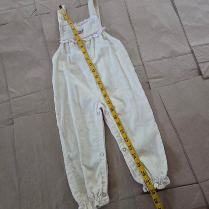 80s Vintage Cream Overalls 18-24 months