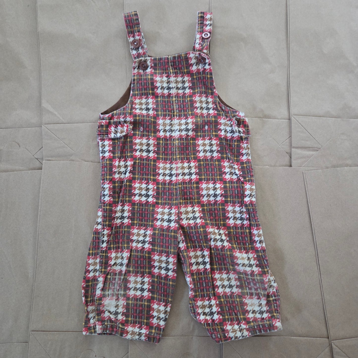 70s Vintage Houndstooth Plaid Overalls 9 months