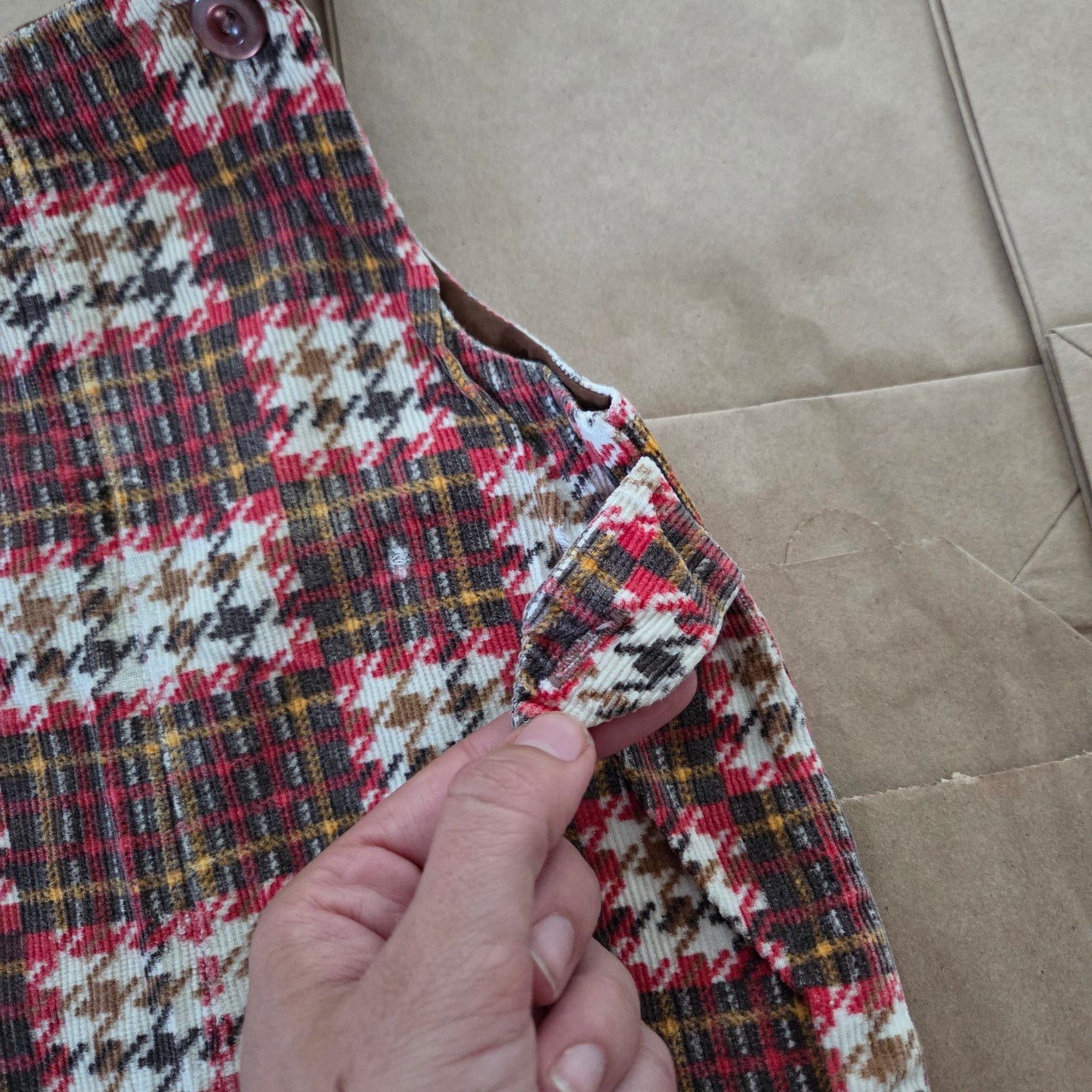 70s Vintage Houndstooth Plaid Overalls 9 months