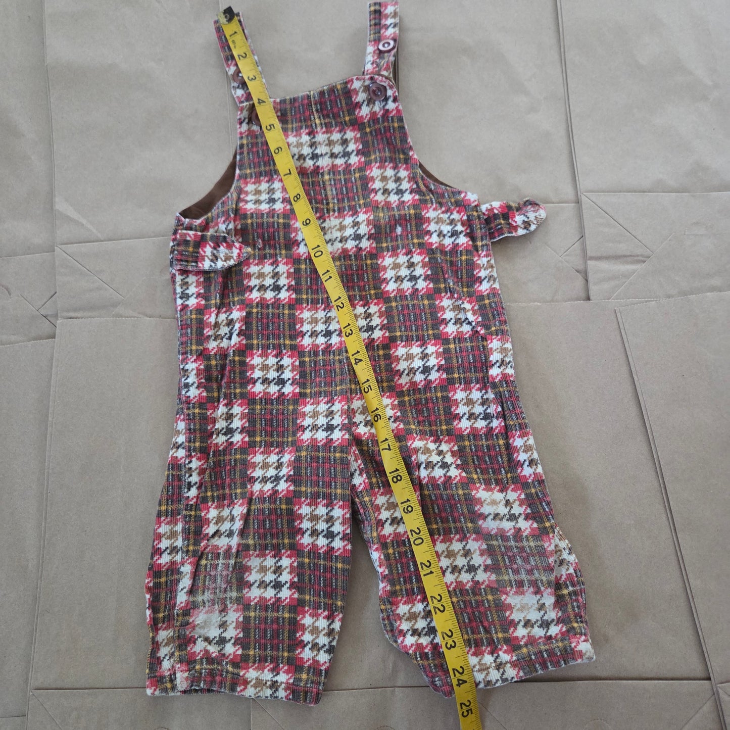 70s Vintage Houndstooth Plaid Overalls 9 months