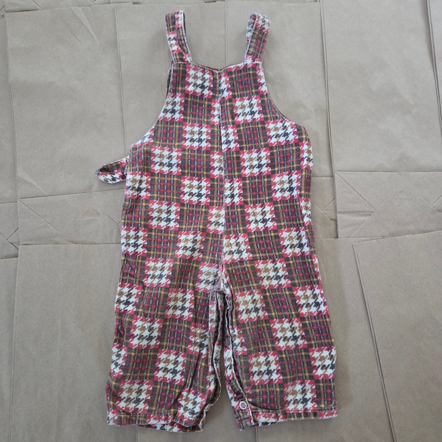 70s Vintage Houndstooth Plaid Overalls 9 months