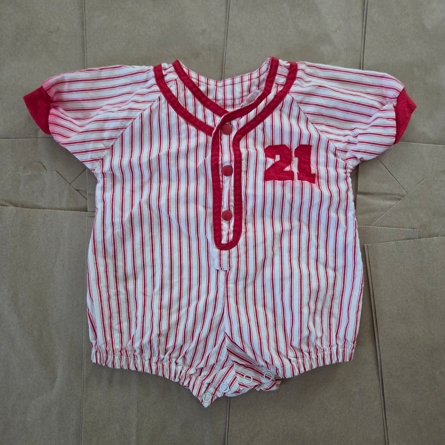 80s/90s Vintage Baseball Striped Romper 3-6 months