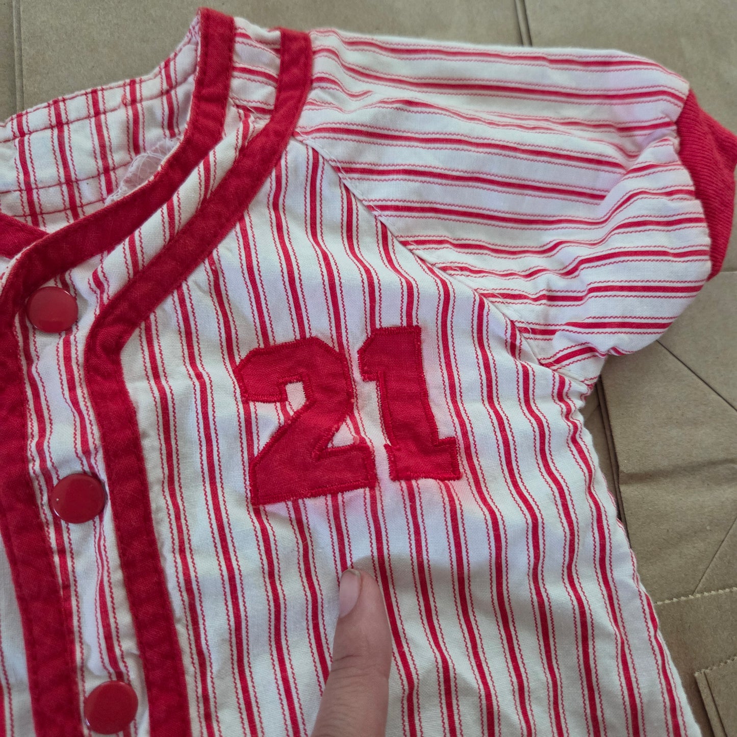 80s/90s Vintage Baseball Striped Romper 3-6 months