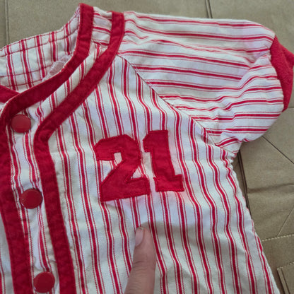 80s/90s Vintage Baseball Striped Romper 3-6 months