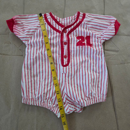 80s/90s Vintage Baseball Striped Romper 3-6 months